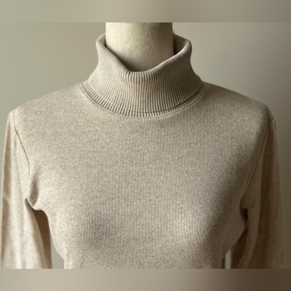 Rafaella | Ribbed Turtleneck | Tan | Medium - Picture 6 of 7